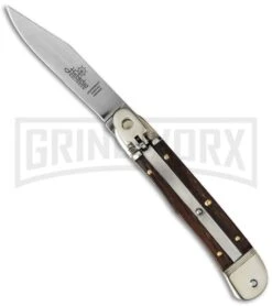 Hubertus 7" Medium Lever Lock Rosewood Automatic Knife - Satin Plain