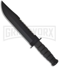 Ka-Bar Bowie Big Brother Fixed Blade Knife Kraton - Black Top Serrated