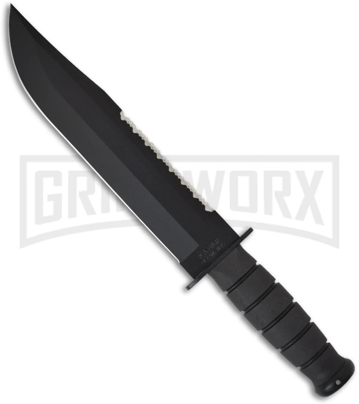 Ka-Bar Bowie Big Brother Fixed Blade Knife Kraton - Black Top Serrated Ka-Bar Bowie Big Brother Fixed Blade Knife Kraton - Black Top Serrated -Knivesand Tools Shop ka bar 02 2211 kraton big brother knife large