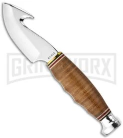 Ka-Bar Game Hook Fixed Blade Knife Leather Handled Hunter - Polish Plain