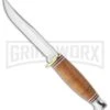 Ka-Bar Little Finn Leather Handle Fixed Blade Knife - Polish Plain -Knivesand Tools Shop ka bar fixed 1226 little finn large