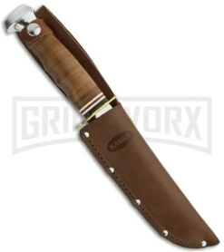 Ka-Bar Bowie Marine Hunter Leather Handle Fixed Blade Knife - Polish Plain 3 Ka-Bar Bowie Marine Hunter Leather Handle Fixed Blade Knife - Polish Plain -Knivesand Tools Shop ka bar fixed 1235 marine hunter sheath large