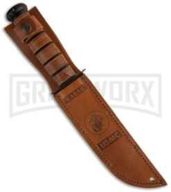 Ka-Bar Bowie Full-Size USMC Knife Leather Sheath - Black Serr -Knivesand Tools Shop ka bar full size usmc fighting 02 1218 sheath large