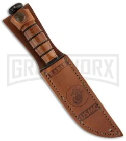 Ka-Bar Bowie Short USMC Leather Fixed Blade Knife - Black Plain -Knivesand Tools Shop ka bar short usmc fighting 02 1250 sheath large 1