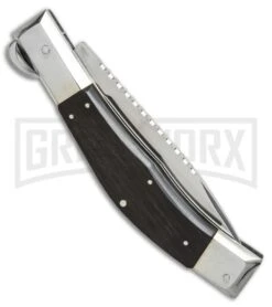 Lepre 10' Ebony Wood Picklock Automatic Knife Fileworked - Satin Plain -Knivesand Tools Shop lepre 10in ebony wood fileworked BP 18828 er side large