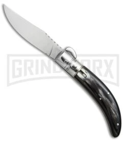 Lepre 9" Dark Horn Sicilian Picklock Filework Automatic Knife - Polish Plain