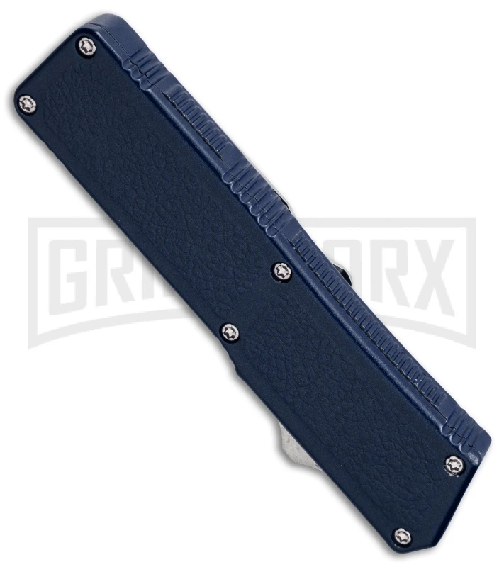 Lightning Blue D/A OTF Automatic Knife - Satin Dagger Plain Lightning Blue D/A OTF Automatic Knife - Satin Dagger Plain -Knivesand Tools Shop lightning blue satin dagger plain bottom cm large