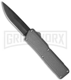 Lightning Gray D/A OTF Automatic Knife - Black Plain