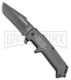 M-Tech USMC Warlord Gray Frame Lock Folding Knife - Gray Plain