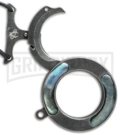 Mantis MK14swbp Vicious Circle Black Pearl Folding Neck Knife - Stonewash Plain