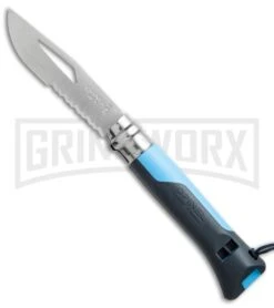 Opinel Knives No. 8 Outdoor Blue Folding Knife - Stainless Steel Serr