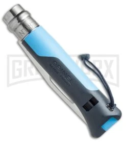 Opinel Knives No. 8 Outdoor Blue Folding Knife - Stainless Steel Serr -Knivesand Tools Shop opinel knives no8 outdoor ss blue serr BHQ 14359 er spine large