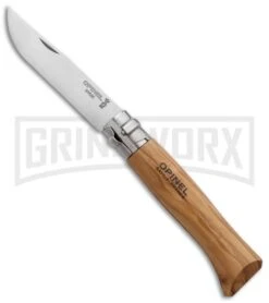 Opinel Knives No. 8 Olivewood Folding Knife - Stainless Steel