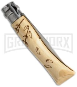 Opinel Knives Nature Leaves No. 7 Beech Wood Folding Knife - Stainless Steel -Knivesand Tools Shop opinel op01551 side cm large