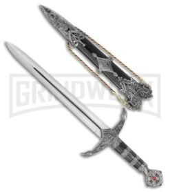 Rite-Edge Medieval Lord's Dagger Black Aluminum Fixed Blade Knife - Satin Plain