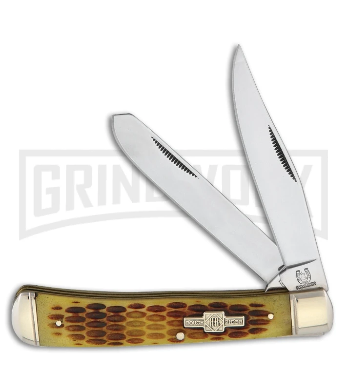 Rough Rider Caballo Trapper Amber Jigged Bone Pocket Knife Rough Rider Caballo Trapper Amber Jigged Bone Pocket Knife -Knivesand Tools Shop rough rider caballo trapper amber jigged bone BP 26488 jr large