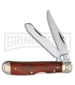 Rough Rider Black Cherry Mini Trapper Smooth Red Bone Pocket Knife