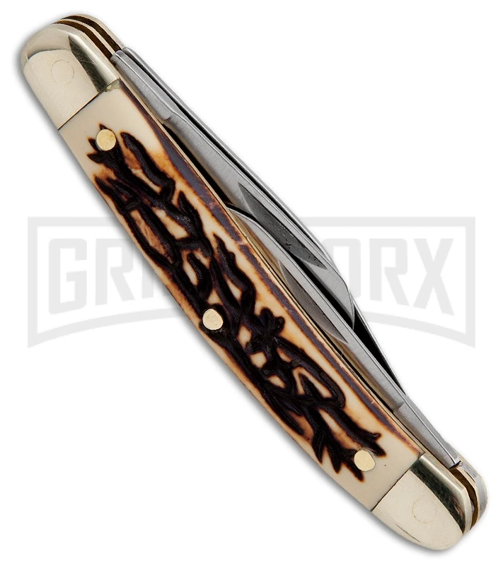 Uncle Henry JR Small Stockman Staglon Pocket Knife Uncle Henry JR Small Stockman Staglon Pocket Knife -Knivesand Tools Shop schrade 807uh jr small stockman folder side large