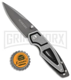 Schrade Layered Gunmetal Gray Folding Knife - Gray Plain -Knivesand Tools Shop schrade layered linerlock SCH224 BHQ 61937 dl bottlecap large