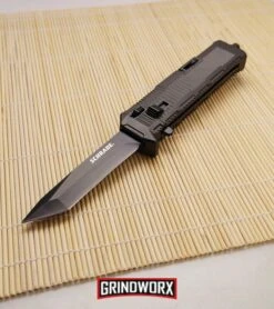 Schrade SCHOTF8TB Viper OTF Black Aluminum Assisted Knife - Tanto Black Plain -Knivesand Tools Shop schrade otf schotf8tb dl large