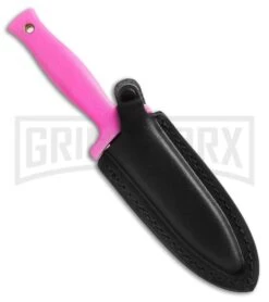 Schrade Small Boot Knife Pink TPE Fixed Blade Knife - Black Plain -Knivesand Tools Shop schrade schf19hp schf19hpf sheath large