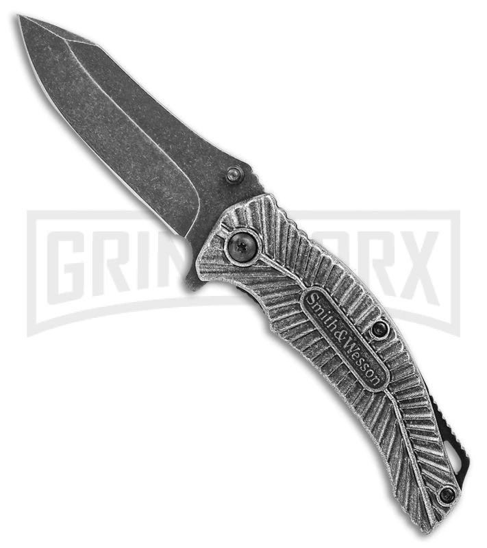 Smith & Wesson Mongoose Aluminum Liner Lock Knife - Black Stonewash Plain Smith & Wesson Mongoose Aluminum Liner Lock Knife - Black Stonewash Plain -Knivesand Tools Shop smith and wesson mongoose ll alum black sw GX 31292 jr large