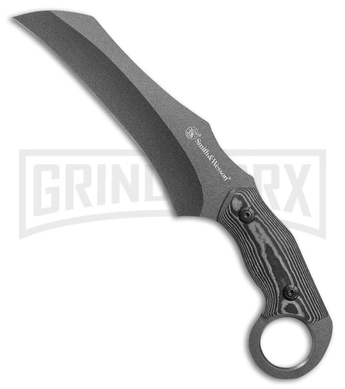 Smith & Wesson Raptor Claw Gray Micarta Fixed Blade Knife - Gray Plain Smith & Wesson Raptor Claw Gray Micarta Fixed Blade Knife - Gray Plain -Knivesand Tools Shop smith and wesson raptor claw gray micarta gray GX 31299 jr large