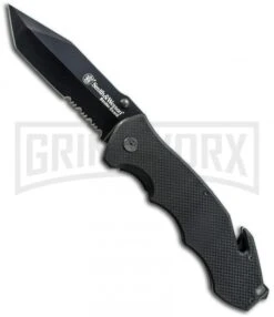 Smith & Wesson SWBG6TS Border Guard Folding Knife - Black Serr