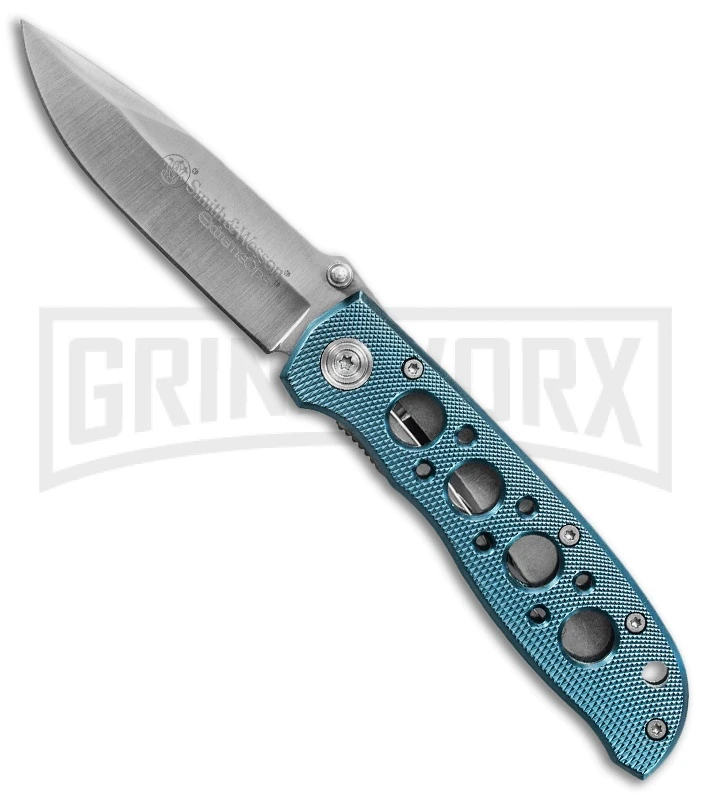 Smith & Wesson Extreme Ops CK105BL Blue Folding Knife - Satin Plain Smith & Wesson Extreme Ops CK105BL Blue Folding Knife - Satin Plain -Knivesand Tools Shop smith wesson ck105bl large