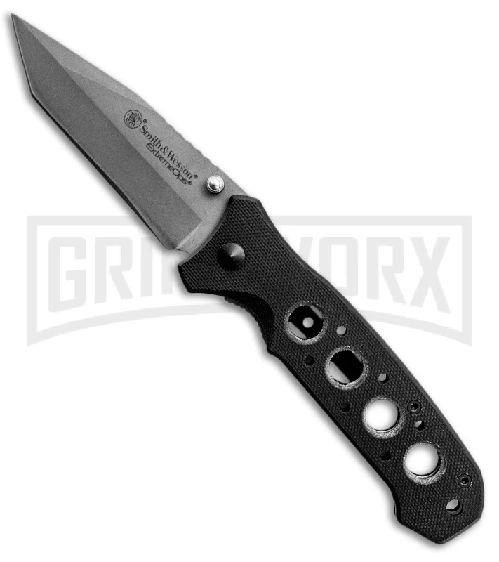 Smith & Wesson Extreme OPS Tanto Folding Knife G-10 - Stonewash Plain Smith & Wesson Extreme OPS Tanto Folding Knife G-10 - Stonewash Plain -Knivesand Tools Shop smith wesson ck13t large