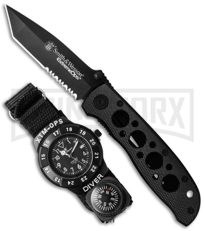 Smith & Wesson Extreme Ops Watch & Folding Knife Combo Pack Smith & Wesson Extreme Ops Watch & Folding Knife Combo Pack -Knivesand Tools Shop smith wesson extreme ops combo cm large