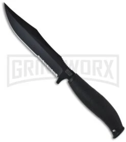 SOG Aura Seal Bowie Fixed Blade Knife - Black Plain