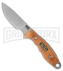 SOG Huntspoint Fixed Blade Skinning Knife Wood HT013L (3.6" Plain)