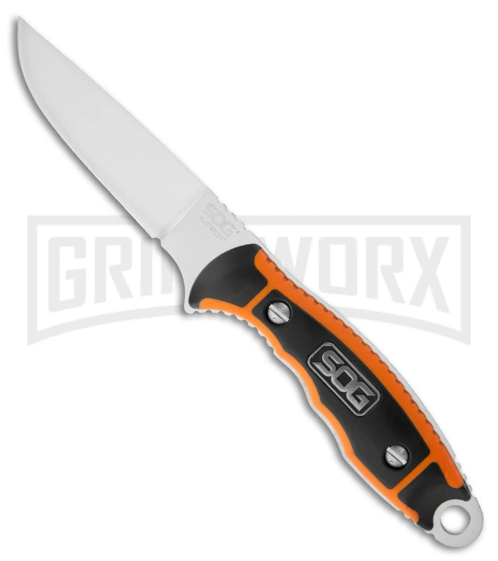 SOG Huntspoint Boning Fixed Blade Knife w/ Leather Sheath - Satin Plain SOG Huntspoint Boning Fixed Blade Knife W/ Leather Sheath - Satin Plain -Knivesand Tools Shop sog fixed huntspoint boning ht021l cp large