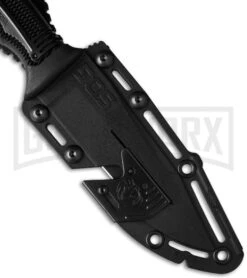 SOG Seal Strike Fixed Blade Knife Deluxe Sheath - TiNi Black Serr -Knivesand Tools Shop sog seal strike ss1003 cp sheath2 cm large