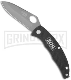 SOG SlipZilla Black Folding Knife - Gray Plain
