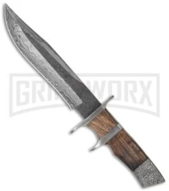 Tallen Damascus Bowie #2 Fixed Blade Knife - Damascus Plain