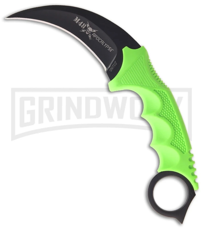 United Cutlery M48 Apocalypse Karambit Green Fixed Blade Knife - Black Plain United Cutlery M48 Apocalypse Karambit Green Fixed Blade Knife - Black Plain -Knivesand Tools Shop united cutlery m48 apocalypse karambit uc2951 large