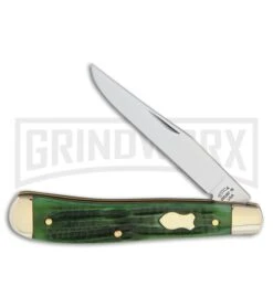 Utica Cutlery Sheriff Slimline Trapper Green Jigged Bone Pocket Knife