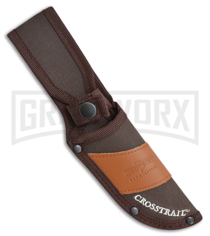 Western Cross-Trail Brown Delrin Stag Fixed Blade Knife - Satin Plain Western Cross-Trail Brown Delrin Stag Fixed Blade Knife - Satin Plain -Knivesand Tools Shop western cross trail brown delrin stag satin BP 29306 jr sheath large